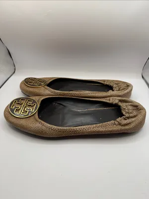 Tory Burch Reva Stingray Ballet Flats Bronze Brown Logo Flats Size 10 *PROJECT thumbnail 5