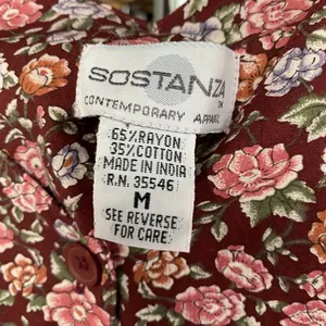 Vintage Sostanza Romper Ditsy Floral Button Front Mini Dress Burgundy Womens M thumbnail 10