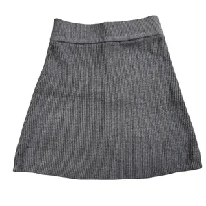 Zara Ribbed Knit‎ Skirt Women Small Grey A-Line Mini Casual Minimalist Cozy thumbnail 2