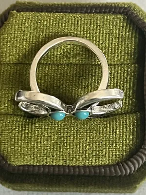 Bohemian Design Blue Turquoise Stainless Steel Silver Statement Ring Size 6 thumbnail 3