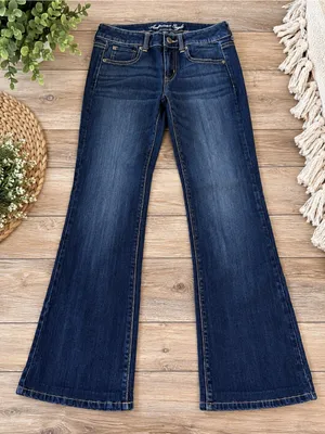 American Eagle Outfitters Dark Blue Flare Jeans (698) thumbnail 1