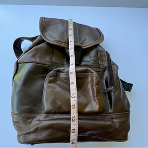 Vintage 90’s Genuine Leather Drawstring Backpack Brown thumbnail 9