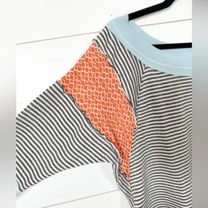 Ces Femme Striped Patchwork Print Long Sleeve Knit Top, EUC, Size Small thumbnail 4