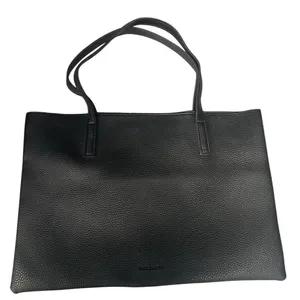 Vince Camuto Women's Black & Gray‎ Stripe Soft Vegan Pebbled Tote Bag thumbnail 2