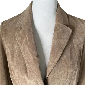 Kim Rogers Dark Academia Faux Suede Corduroy Blazer Jacket Two Button Pleated Pocket 10P thumbnail 8