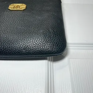 Lauren Ralph‎ Lauren Black Faux Leather Crossbody Bag Small Gold Hardware thumbnail 5