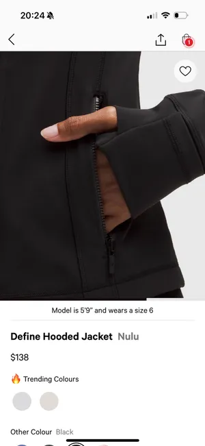 Define Hooded Lululemon Jacket Nulu 8 Black thumbnail 7