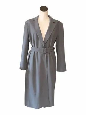 LOFT Versa Gray Belted Long Coat Dress Size M NWT – Tailored Minimalist Style thumbnail 2
