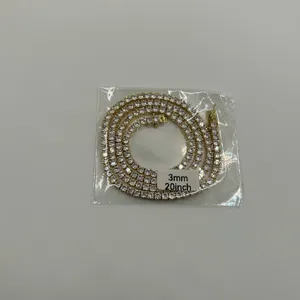 Moissanite Tennis Chain Gold 3mm 20 Inches Brand New VVS1 Necklace Men or Women thumbnail 2