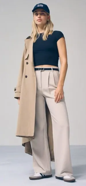 Abercrombie & Fitch Women's Light Taupe Sloane Tailored Wide Leg Pants Size 22S thumbnail 1
