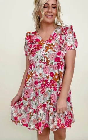 Spring Pink Floral Dress thumbnail 1