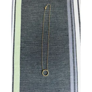Adornia Swarovski Crystal Circle Pendant Necklace 14K Gold Plate thumbnail 9