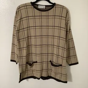 Vintage Old‎ Money Sweater Small 90s Plaid Preppy English Countryside Academia thumbnail 1