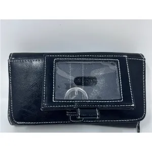 Women's‎ Black Wallet with Silver Buckle Front Lots of Compartments thumbnail 2