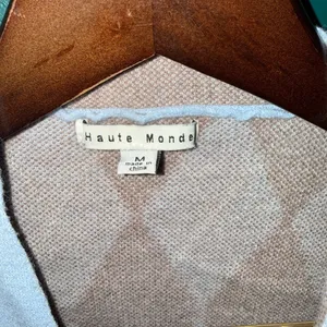 Haute Monde Brown and Cream Argyle Cardigan thumbnail 2