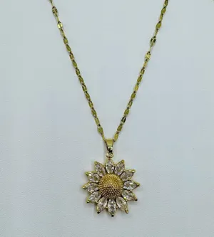 Sunflower Necklace 18K Golden Plated Stainless Steel thumbnail 2