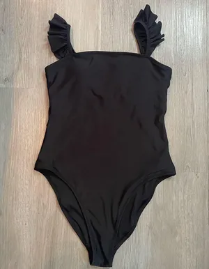 NWOT Old Navy Black Ruffle Padded One Piece Swimsuit size Medium thumbnail 1