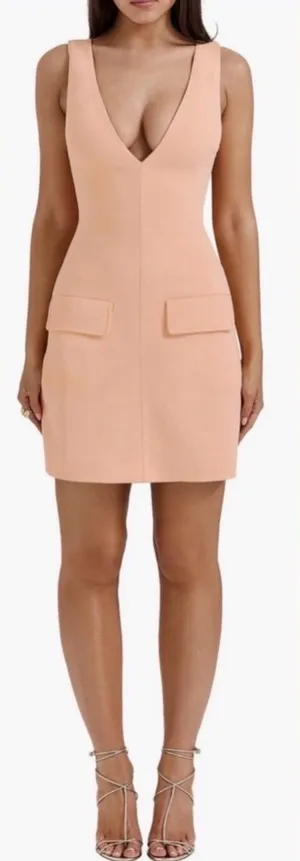 NEW House of CB Olympia Deep V neck sleeveless mini Dress sz Medium thumbnail 1