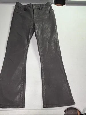 7 For All Mankind Black coated waxed flare boot cut Jeans 25 inch waist size 0-2 thumbnail 1