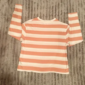 A New Day Womens Peach White Striped Long‎ Sleeve Crewneck T-Shirt Small thumbnail 6
