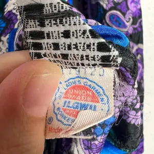 Vintage Wilroy Rare Purple Blue Floral Paisley Satin Long Sleeve Blouse Size 10 thumbnail 10