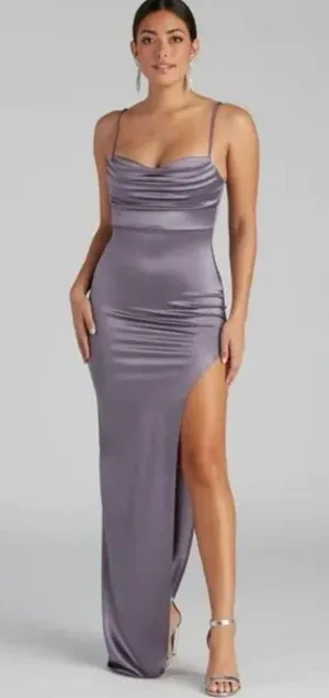 Lavender Prom Windsor Dress Satin thumbnail 1