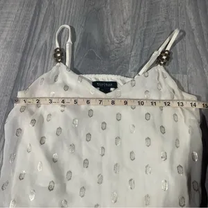 White House Black Market White Camisole with Silver Accents thumbnail 3