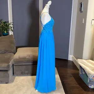 Women’s Blue Prom Party Dress Full Length with Leg Slit 4 **READ DESCRIPTION thumbnail 6