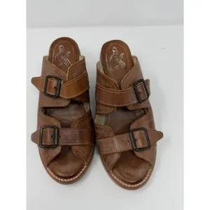 Freebird Caprice Leather Buckle Slide Mule Sandal Cognac Brown Boho Women Size 8 thumbnail 3