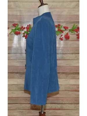 R&K Originals Womens Size 8 Blue Faux Suede Peplum Jacket Blazer Y2K Structured thumbnail 5