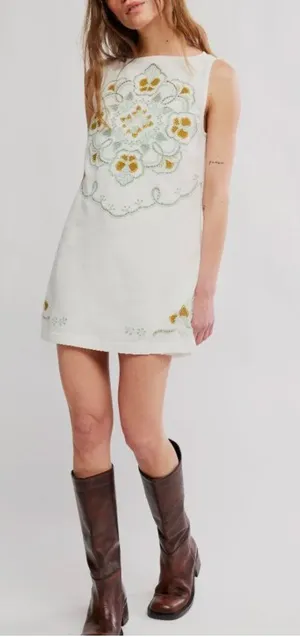 FREE PEOPLE NWT Electric Garden Mini Dress / Ivory Combo thumbnail 1
