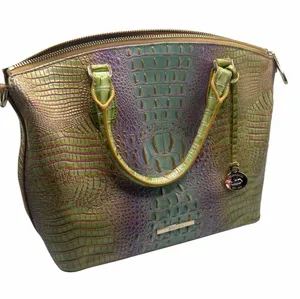 Brahmin Iridescent Green-Purple Croc Embossed Duxbury Satchel thumbnail 1