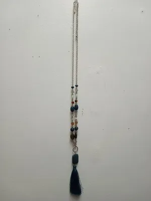 27" Boho Beaded Necklace | Peacock Teal Tassel & Extender-omg928 thumbnail 3