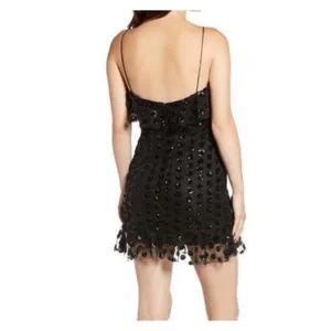 Altar'd State Sparkle Polka Dot Dance Party Homecoming Mini Dress Black Size M thumbnail 4