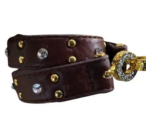 BKE from Buckle Brown Wrap Bracelet Leather Rhinestones Grommets 15" Gold Buckle thumbnail 1