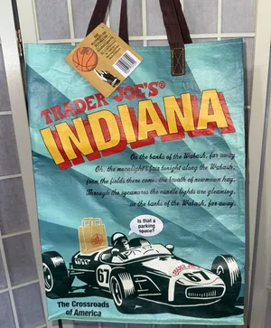 Trader Joe's Tote Indiana Hoosiers Reusable Shopping Bag Race Car Peonies New thumbnail 1