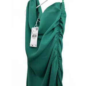 Mango Asymmetric Dress with Draped Details Naty Green NWT Size 2/XS thumbnail 9