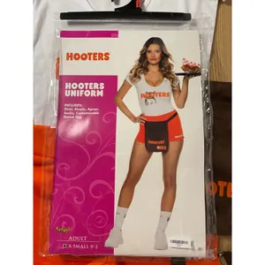 New Spirit 5pc Hooters girl Halloween Costume Shorts Pouch Socks Name Tag Xs 0-2 thumbnail 8