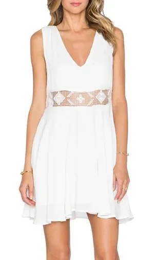 Womens Free People White Summer Feeling Sleeveless Gauze Mini Dress - Sz XS thumbnail 1
