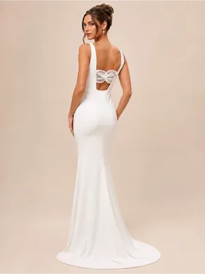 NEW LULUS Regal Classic White Sleeveless Twist-Back Maxi Dress SZ SMALL thumbnail 3