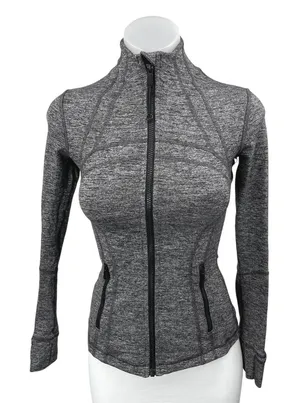 Lululemon Black Heather Swiftly Tech Long Sleeve Full Zip Athletic Jacket Top 2 thumbnail 1