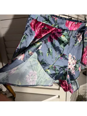 Victoria's Secret satin floral shorts pj bottom sexy boho fairy festival sz L thumbnail 5