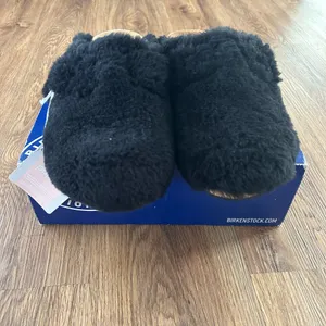 PAPILLIO by BIRKENSTOCK black teddy leather platform wedge clogs mules slip on shoes new thumbnail 3