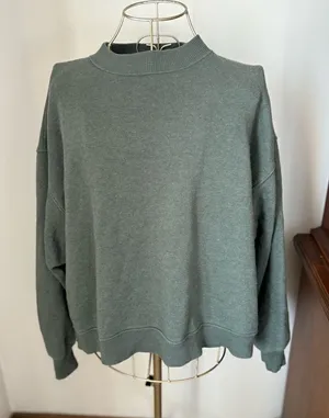 American Eagle Mock Neck Fleece Sweatshirt X-Small Green thumbnail 1
