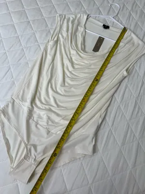 J.Crew 365 Ivory Cowl Neck Bodysuit S Draped Sleeveless Minimalist Quiet Luxury thumbnail 7