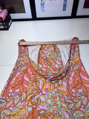 VILA Halter Midi Dress in Orange, Pink & Yellow Swirl Print NWT Size EU M thumbnail 8