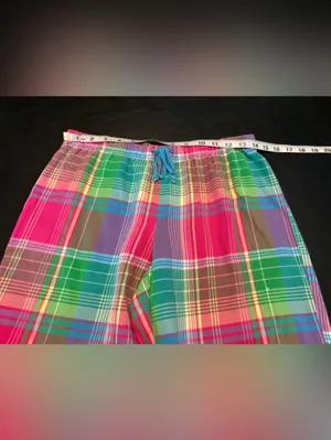 Victoria's Secret Pink, Green & Purple Plaid Flannel Pajama Set size Small thumbnail 11