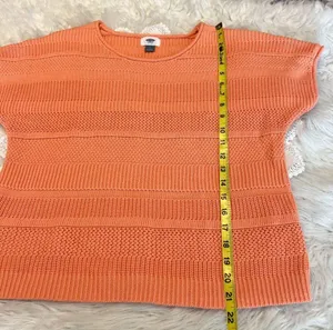 Old Navy Light Orange Knit Sweater Top Women’s Size Small Short Sleeve Spring thumbnail 8