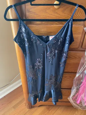 Showpo Navy Sparkly Mini Dress thumbnail 1