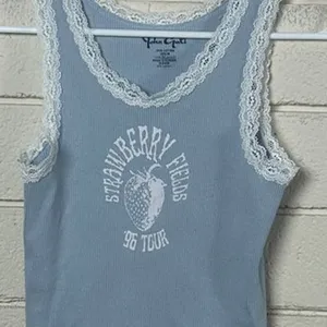 Brandy Melville Galt lace-trim "Strawberry Fields '96” blue tank one size thumbnail 4